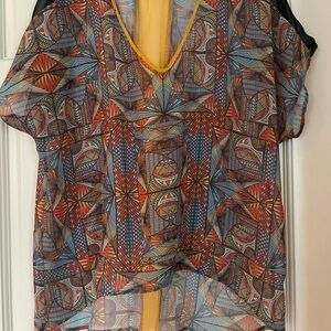 Clover Canyon Asymmetrical Blue and Orange Blouse